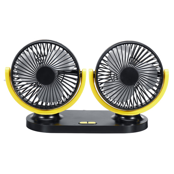 5V 360 All-Round USB Mini Auto Air Cooling Dual Car Fan Adjustable Low Noise