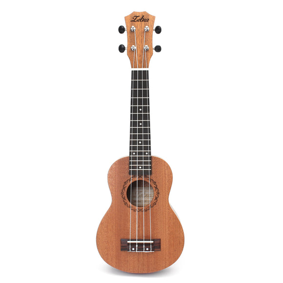 Zebra 21 Inch Mahogany Ukulele Uke 15 Frets Soprano Hawaiian Guitar Musical Instrument