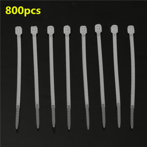 800pcs 3x60mm Nylon White Cable Ties Zip Wrap Loop Self-Locking Wire