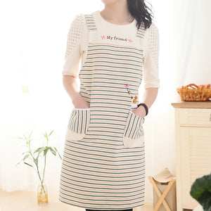 Household Kitchen Fashion Women Oil Prevention Polyester Sleeveless Striped Canvas Apron