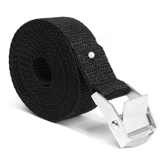 2.5m x 25mm Black Nylon Cargo Tie Down Luggage Cargo Lashing Strap Cam Buckle