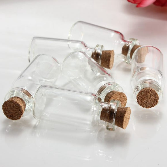 10Pcs Mini Clear Wishing Message Glass Bottles Vials Jars With Cork