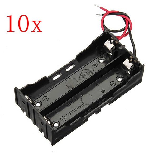 10pcs DIY DC 7.4V 2 Slot Double Series 18650 Battery Holder Battery Box With 2 Leads