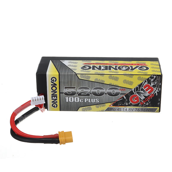 Gaoneng 14.8V 5200mAh 100C 4S Lipo Battery XT60 Plug for RC Racing Drone