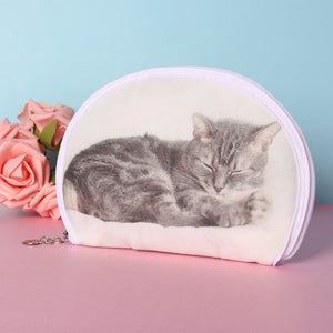 Women 3D Cute Cat Cotton Cosmetic Bag Home Storager Bag