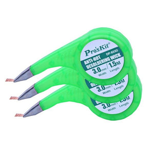 Pro'sKit Anti-Hot Desoldering Wick BGA Braid Copper Wire Solder Remover 1.5mm 2mm 2.5mm 3mm Width