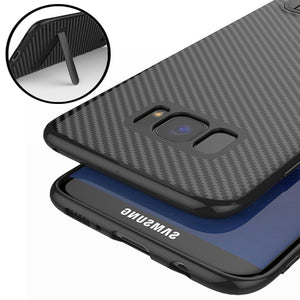 Bakeey Kickstand Bracket Ultra Thin Carbon Fiber Soft TPU Case for Samsung Galaxy S8 5.8 Inch