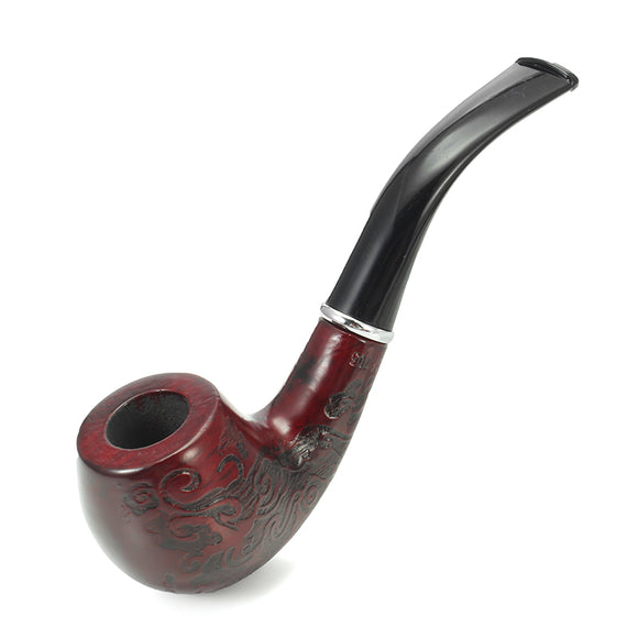 KCASA KC-WTP017 Carved Resin Carved Wood Tobacco Pipe Durable Classic Smoking Pipe Cigar Flitter