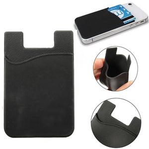 Protable Black Silicone Wallet Card Credit Card Holder For Smartphone Samsung Xiaomi