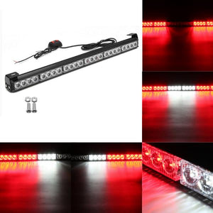 27inch 24 LED White Red Emergency Warning Light Bar Traffic Strobe Flashing Light