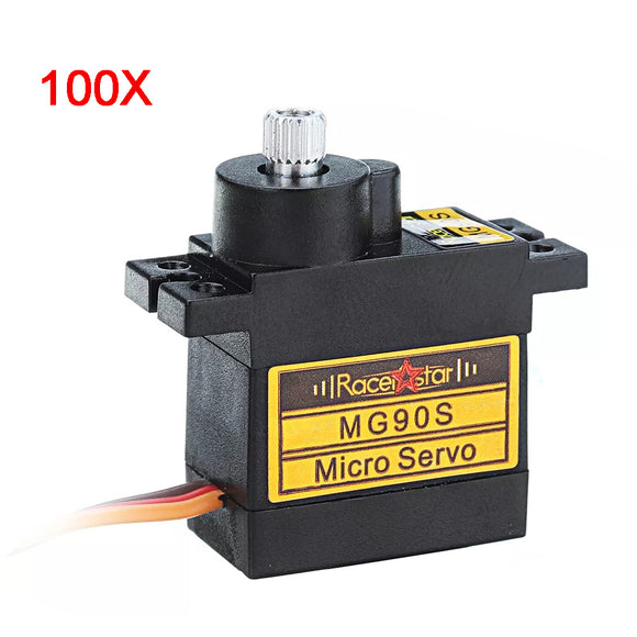 Wholesale 100PCS Racerstar MG90S 9g Micro Metal Gear 180 Analog Servo For 450 RC Helicopter RC Car Boat Robot
