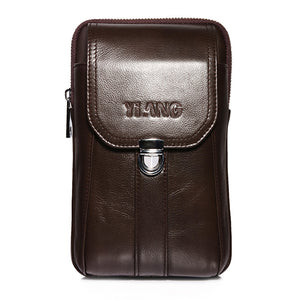 Men Genuine Leather Multi-functional 7 Inches Phone Bag Waist Bag Crossbody Bag