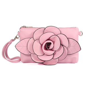 Brenice Women Multi-carry Casual Clutch Bag Faux Leather Flower Crossbody Bag Shoulder Bag