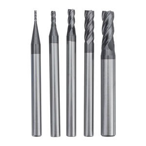 5pcs 1-5mm Solid Carbide Straight End Mill 4 Flute Milling Cutter CNC Tool Black