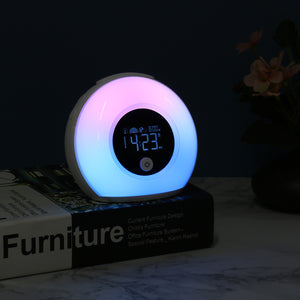 LED Multifunctional Creative Children's Alarm Clock Sunrise Wake-up Alarm Clock Bluetooth Speaker Electronic Clock Colorful Children Bedside Clock Light