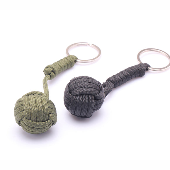 B039 Security Protection Monkey Fist Steel Ball Bearing Self Defense Lanyard Survival Key Chain Blac