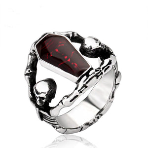 Retro Gothic Titanium Steel Men Ring Vampire Coffin Punk Halloween Gift for Men