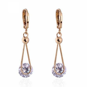 Kuniu 18K Gold Plated Crystal Zircon Dangle Earrings Women Jewelry