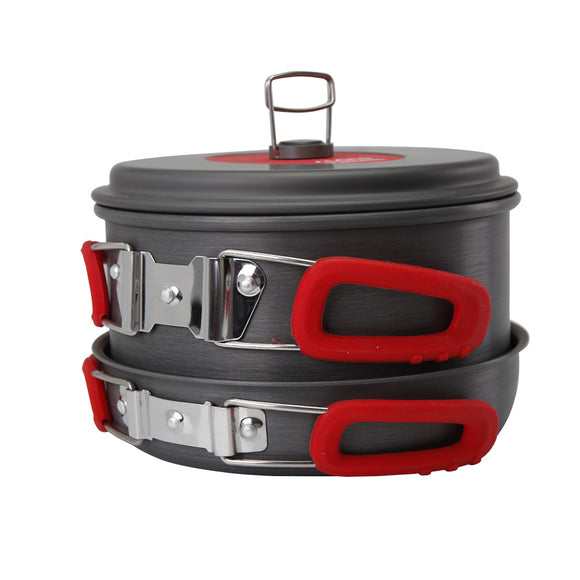 Alocs Outdoor Portable 2-3 Persons Cookware Portable Picnic Pan Pot Bowl Utensil Cooking Set