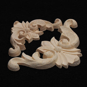 8x8cm 6x6cm Unpainted Wood Carved Corner Applique for Furniture Home Decoration