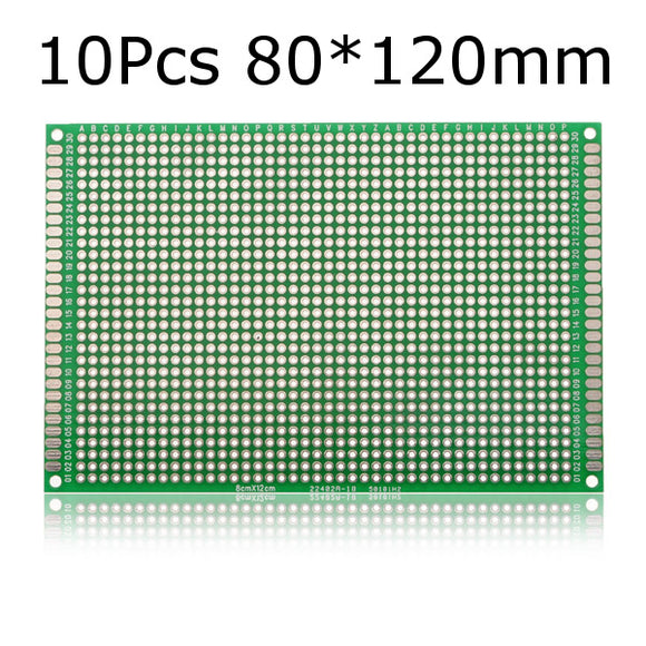 10Pcs 80*120mm FR-4 Double-Side Prototype PCB Printed Circuit Board