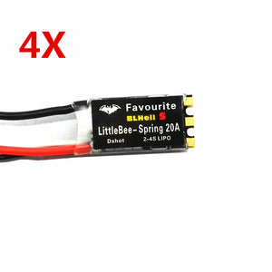 4X Favourite FVT LittleBee Spring 20A ESC BLHeli_S 2-4S Dshot Mulitshot OneShot125 Oneshot42 for RC Drone