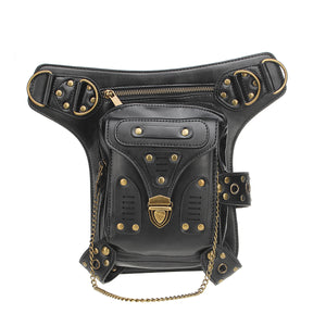 PU Leather Waist Bag Steampunk Multifunctional Shoulder Travel Fashion Crossbody Bag