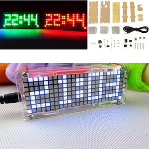 5V DIY Dot Matrix Digit LED Electronic Clock Kit Temperature 24 Hours Display