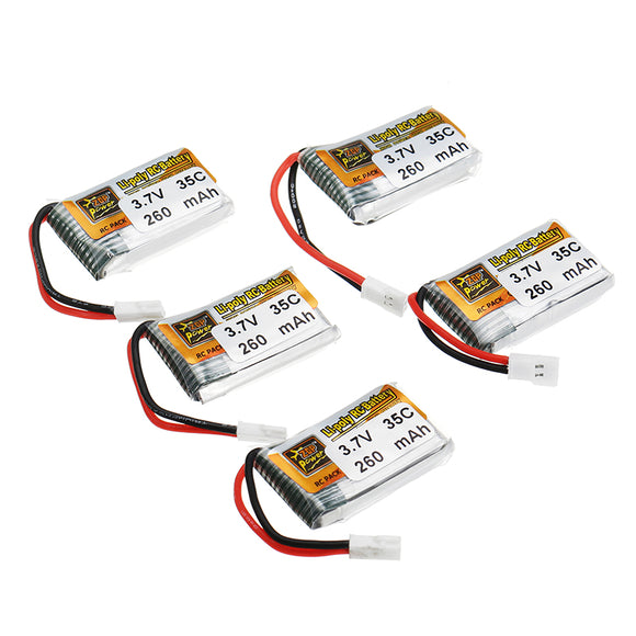 5 X ZOP Power 3.7V 260mAh 35C Lipo Battery White Plug for RC Quadcopter