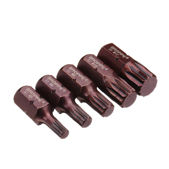 Broppe 5pcs M5-M12 30mm Star Screwdriver Bit 10mm Hex Shank for Impact Screwdriver