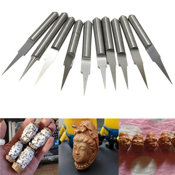 10pcs 15 0.2mm Carbide Engraving Bits 3.175mm Flat Bottom PCB Engraving Bits CNC Router Tool