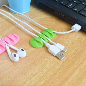 Bakeey 5 Slots Sticky Silicone Desktop Earphone USB Organizer Cable Management Holders