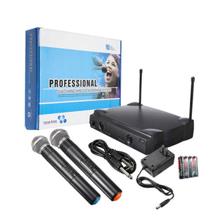 Dual Wireless Microphone System Cordless Handheld Mic Kareoke KTV