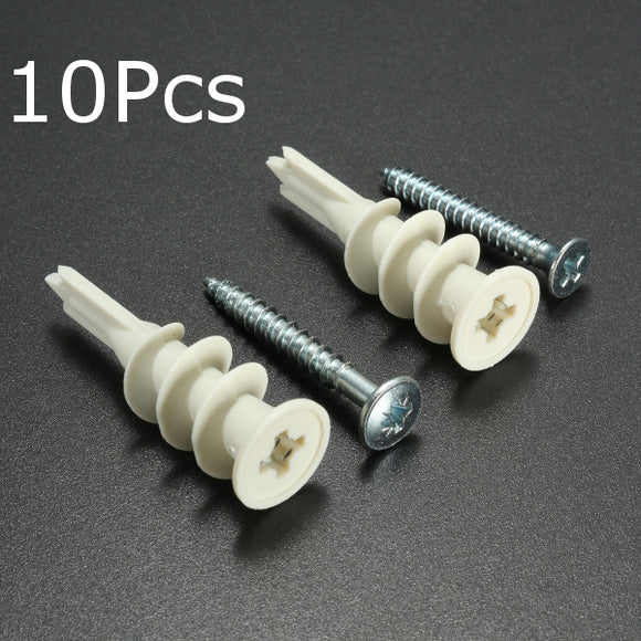 10Pcs Nylon Plate Board Cavity Wall Plug Fixing Speed G Anchor With Screws