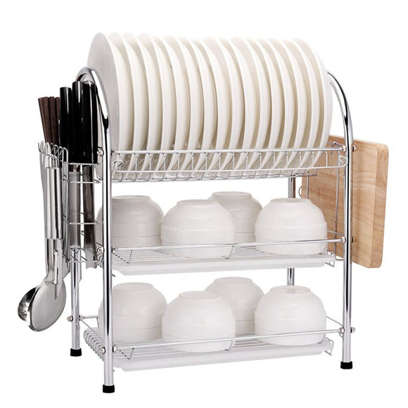 3 Layer Dish Drainer Cutlery Rack Drip Kitchen Drying Cutlery Storage Holder