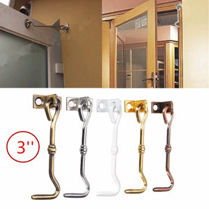 3 Inch Cabinet Door Showcase Gate Window Latches Hook and Eye Wind Proof Silent Lock