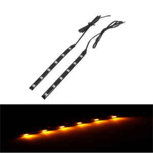 Pair Motorcycle Front Fork LED Turn Signal Light Strips Headlight Indicators Amber For Honda/Suzuki/