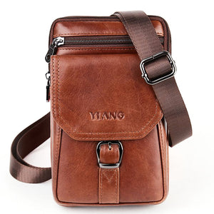 Men Genuine Leather Personalized 5.5 Inches Phone Bag Vintage Waist Bag Crossbody Bag