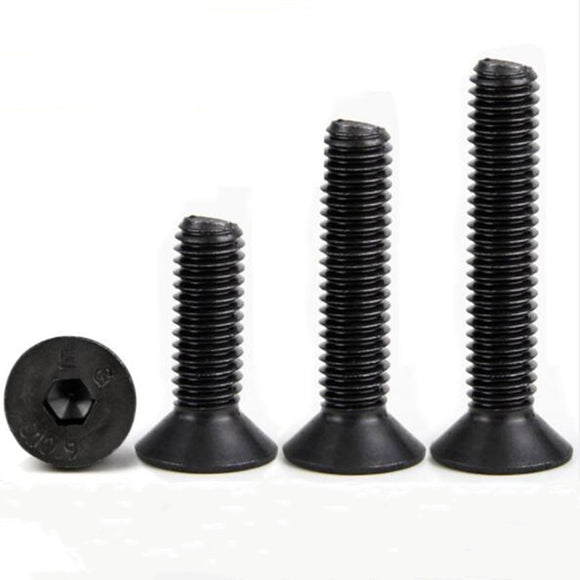 Suleve M5CH9 50Pcs M5 Hex Socket Countersunk Flat Head Screw Carbon Steel 10.9 Grade 6/8/10/12/14/16/18/20/25/30/35/40mm Optional