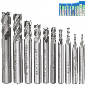 10pcs 1.5-10mm HSS 4 Flute CNC End Mill Cutter Straight Shank End Milling Cutter