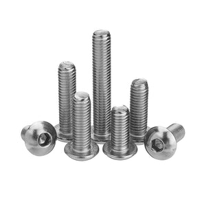 Suleve M5SH6 50Pcs M5 Stainless Steel Hex Socket Button Head Screw Bolt 8-30mm Optional Length