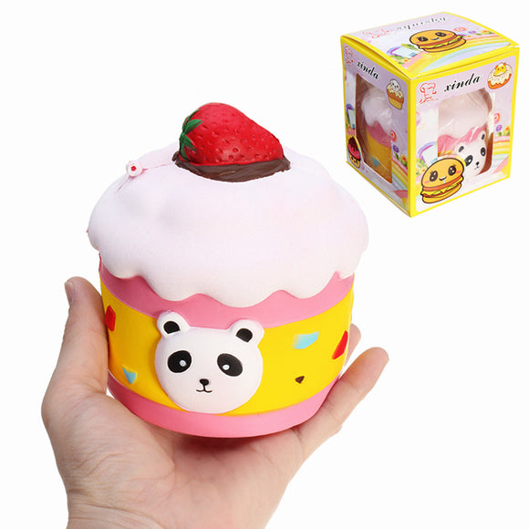 Xinda Squishy Strawberry Panda Cake 13cm Slow Rising With Packaging Collection Gift Decor Toy