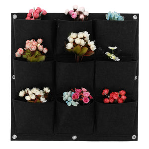 9-64 Pockets Plant Pot Flower Pot Felt Vertical Garden Hanging Black Wall Planters Pouch