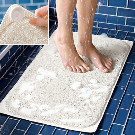 Fast Drying Hydro Shower and Bath Rug Great For Elders & Children White With Non-Slip Grip