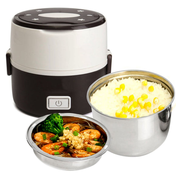 Electric 1.0L 200W Mini Portable Lunch Rice Cooker Home Dormitory Office Steamer Pot Heating Rice 2 Layer