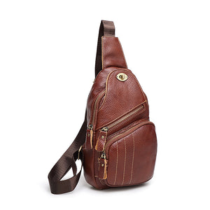 Genuine Leather Retro Classic Crossbody Bag Chest Bag Large Capacity Leisure Shoulder Bag