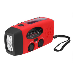 Emergency Weather Radio AM FM NOAA Solar LED Flashlight 1000mAh Power Bank Hand Cranked