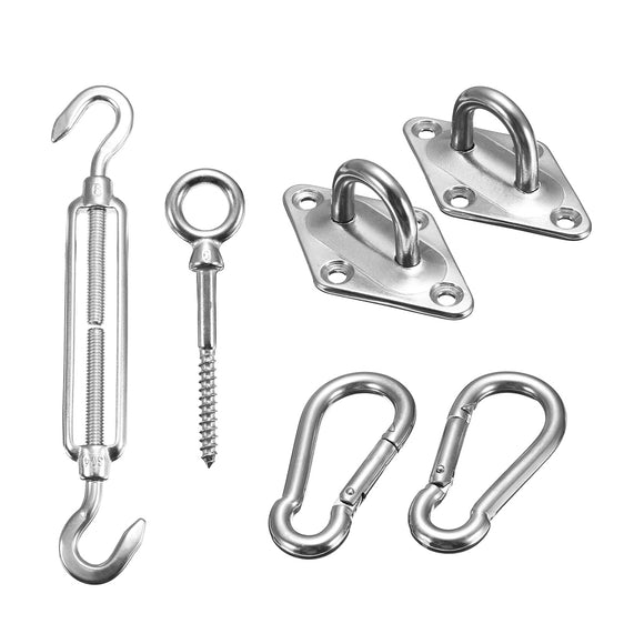 6Pcs Stainless Steel Sun Sail Shade Canopy Fixing Fittings Hardware Accessory Tools Kit