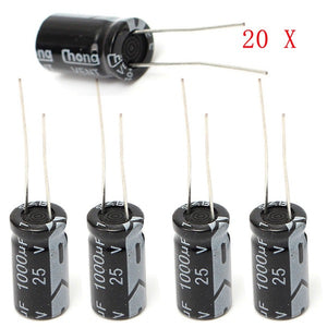 20pcs 1000uF 25V Radial Electrolytic Capacitor 10 x 17mm 105C