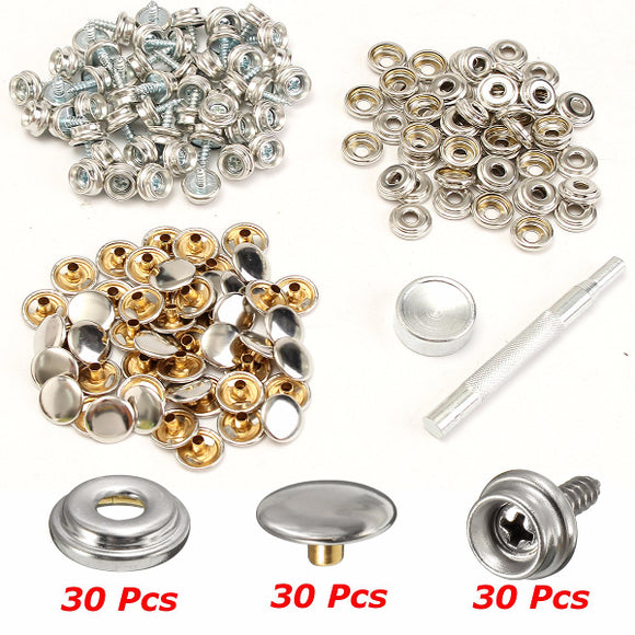 30Set Fastener Screws With Attaching Tool For Boat Marine Canvas Cover